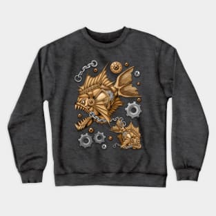 Steampunk Piranha Killer Retro Machine Crewneck Sweatshirt